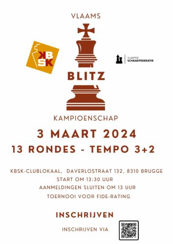 Affiche de participation au championnat de blitz de Flandre (date et lieux)